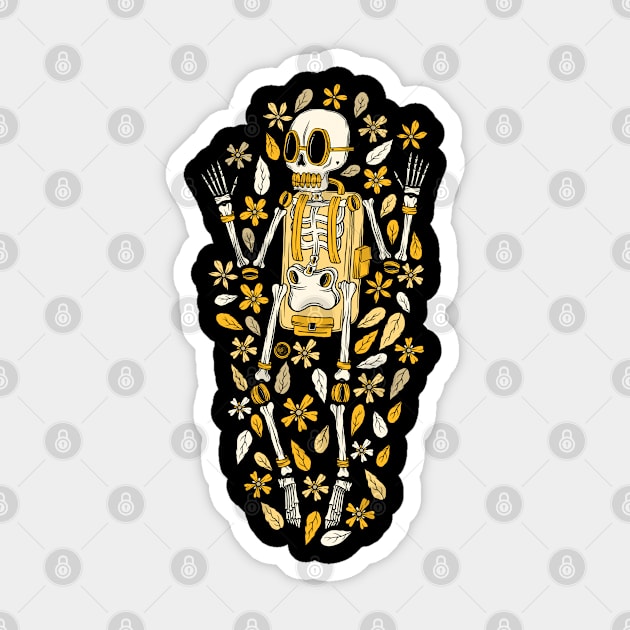 The Gardener Explorer Skeleton Sticker by Scriptnbones